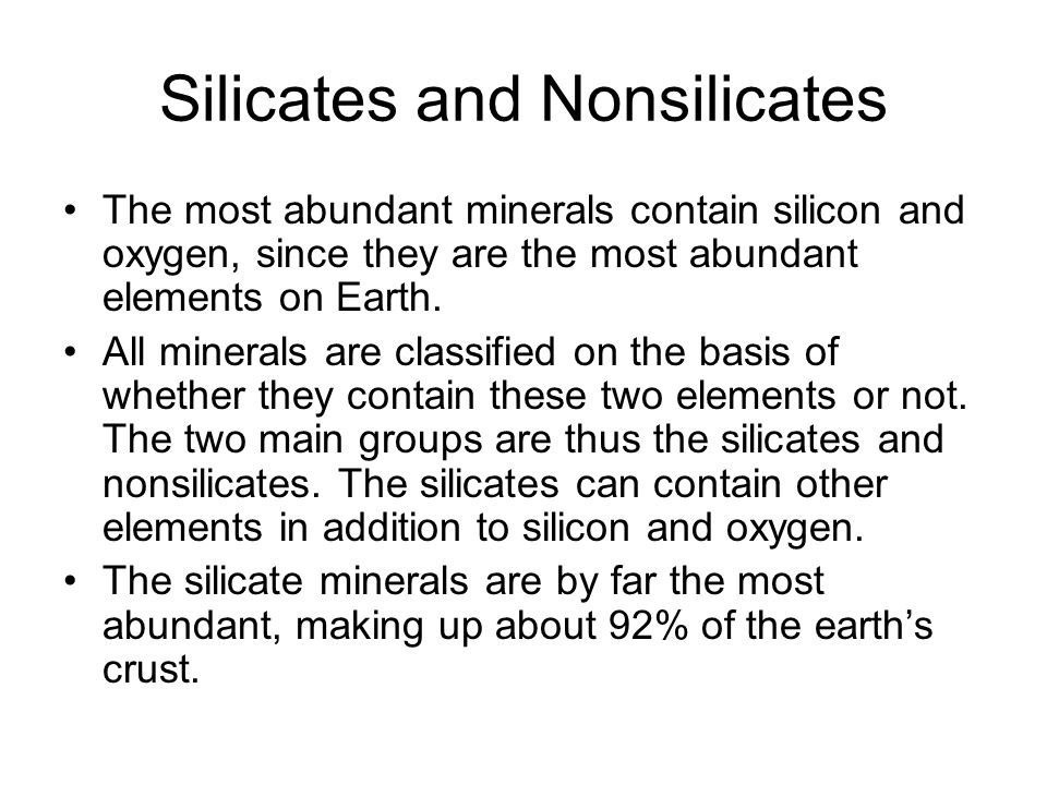 The two major groups of minerals